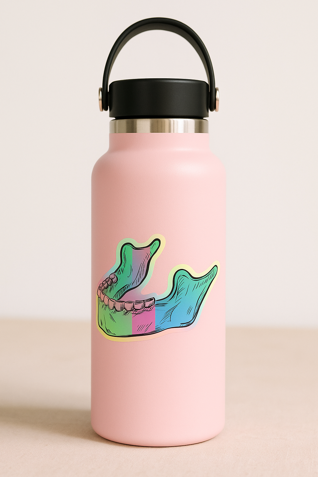 Anatomical Jaw Sticker – Rainbow Gradient Mandible Decal for Dental Pros & Students