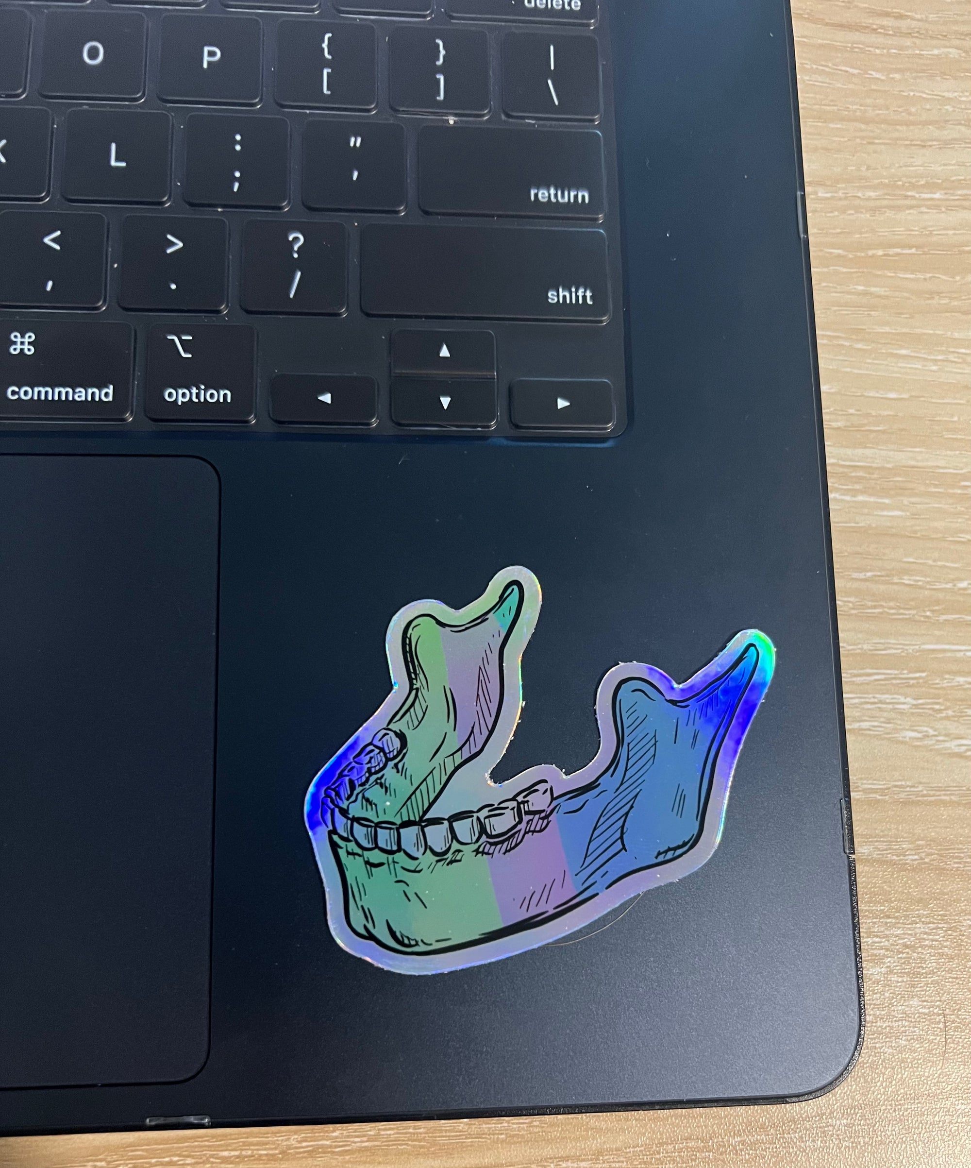 Anatomical Jaw Sticker – Rainbow Gradient Mandible Decal for Dental Pros & Students