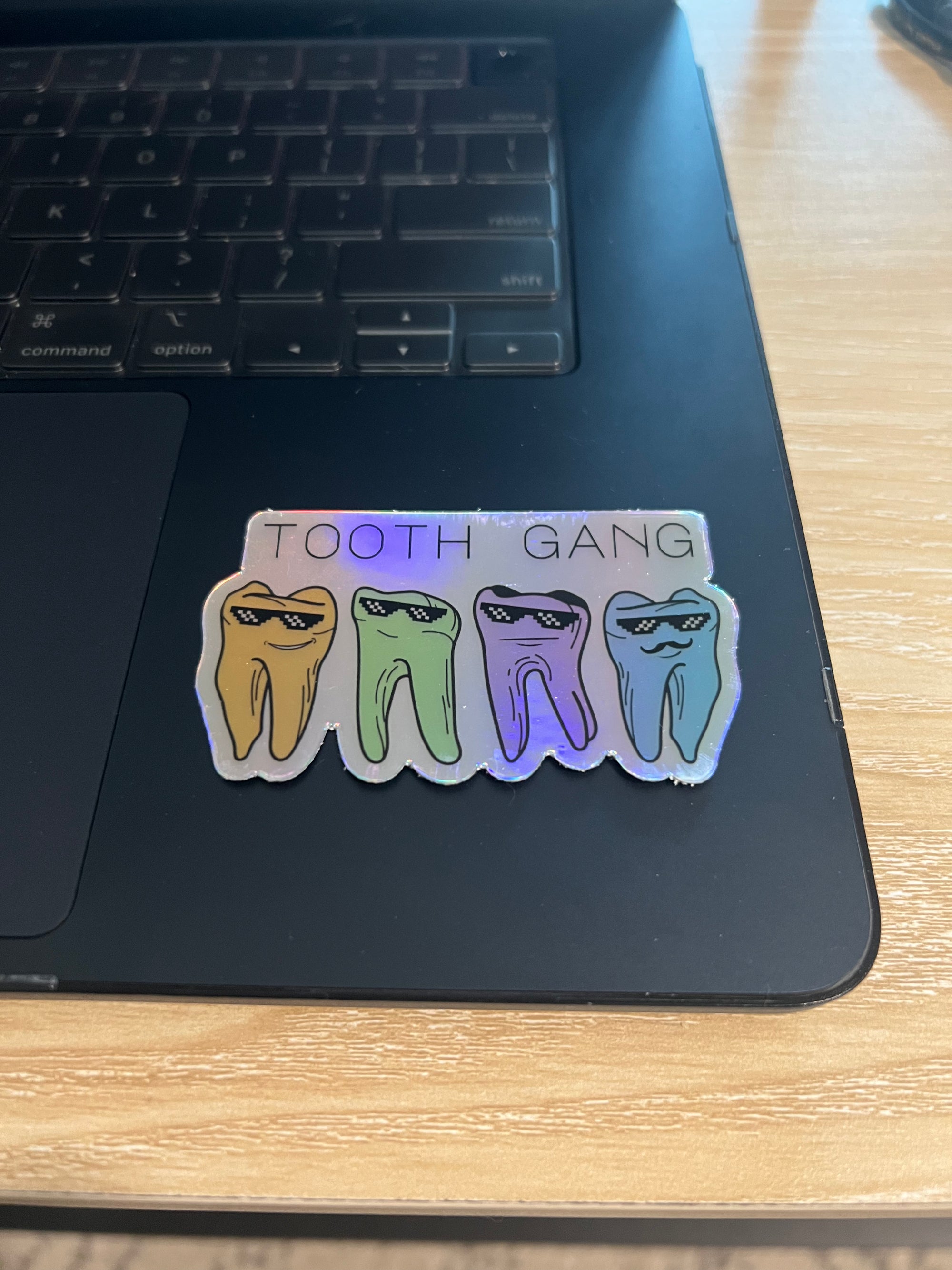 Tooth Gang Sticker – Funny Dental Holographic Decal for Water Bottles, Laptops & More