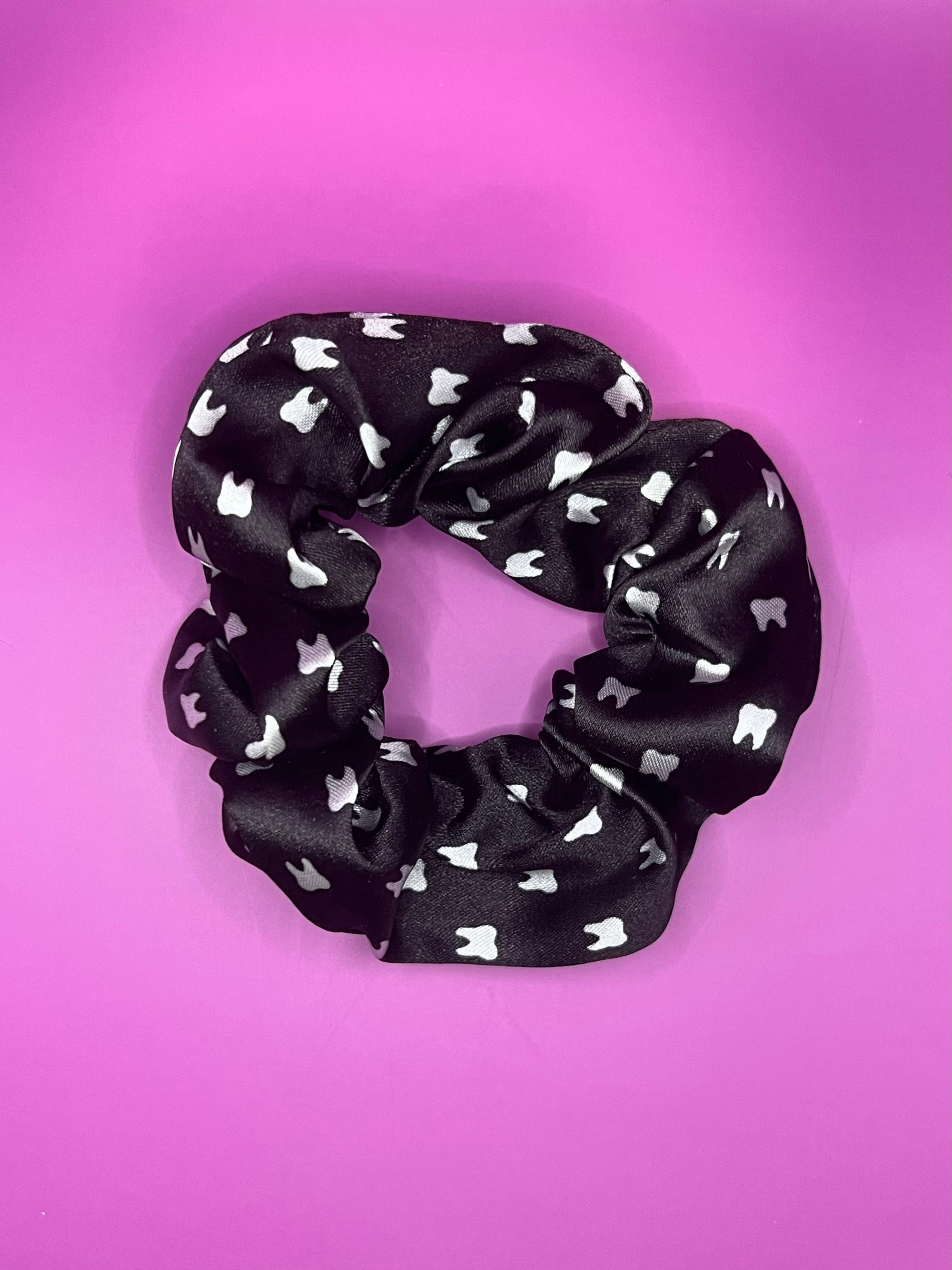 Satin Tooth Print Scrunchie