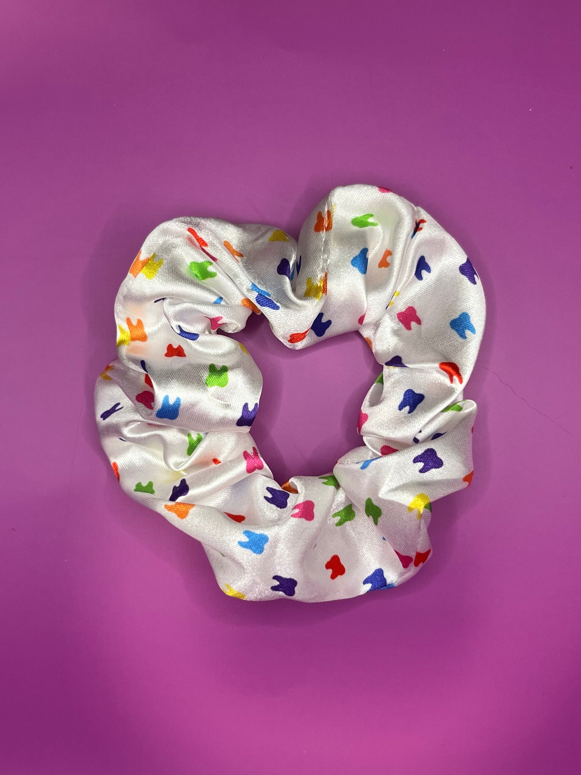 Satin Tooth Print Scrunchie