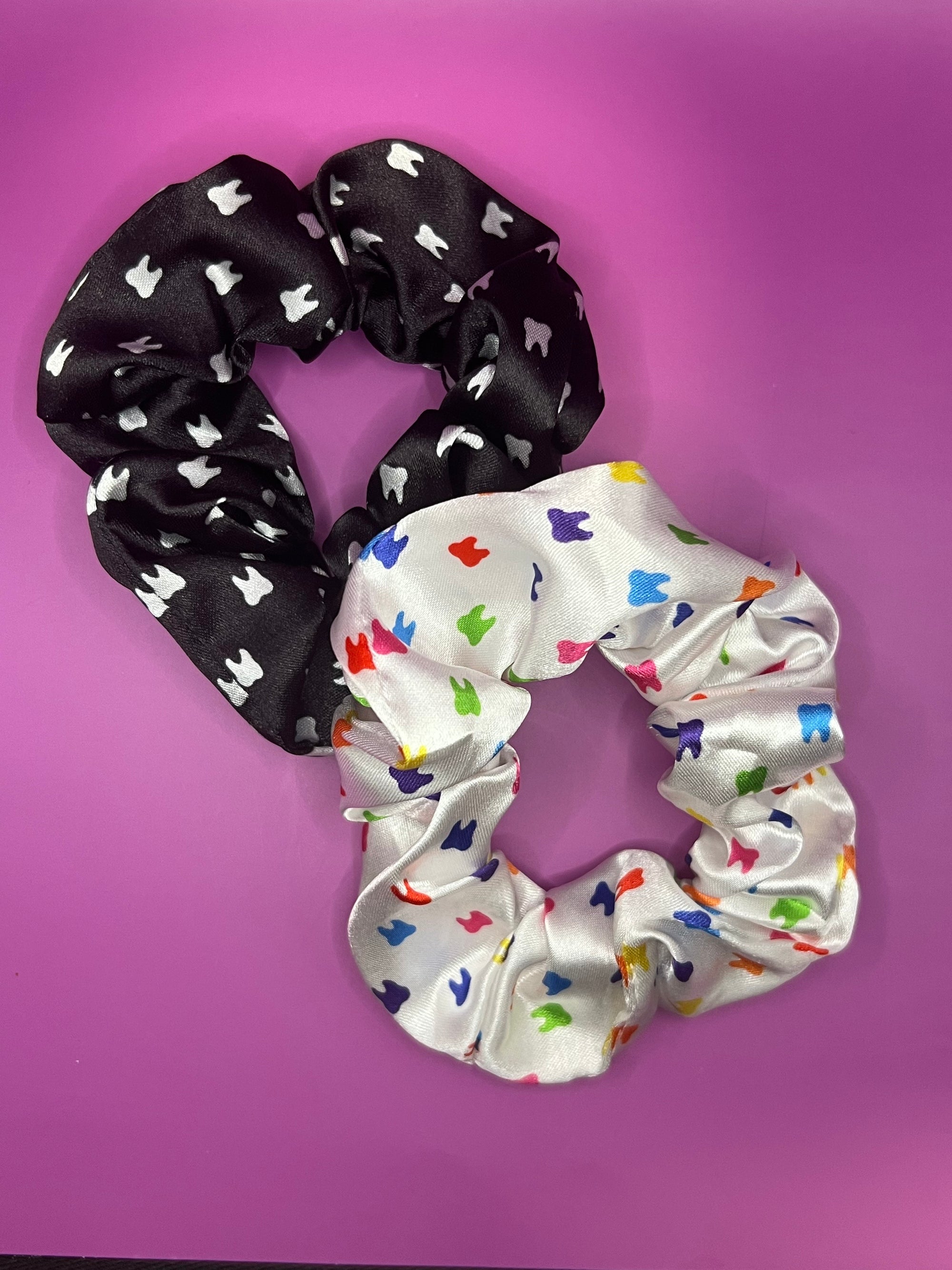 Satin Tooth Print Scrunchie