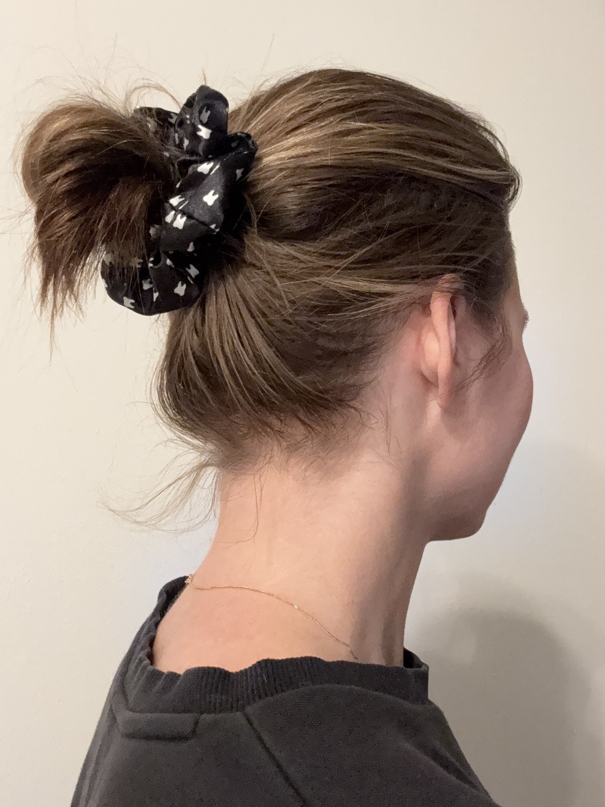Satin Tooth Print Scrunchie