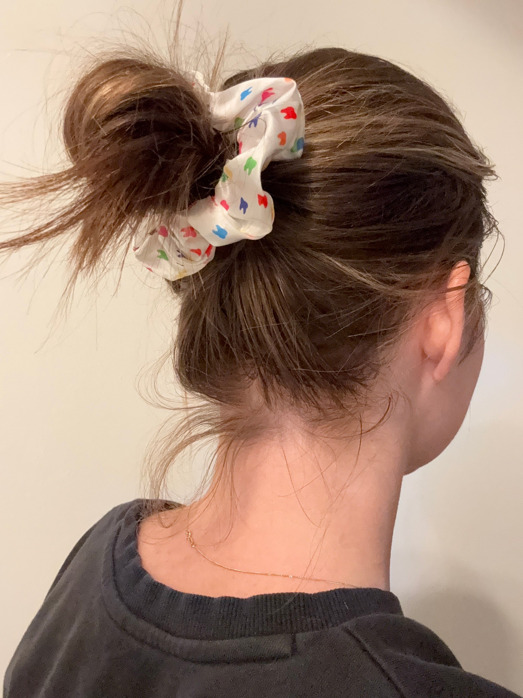 Satin Tooth Print Scrunchie