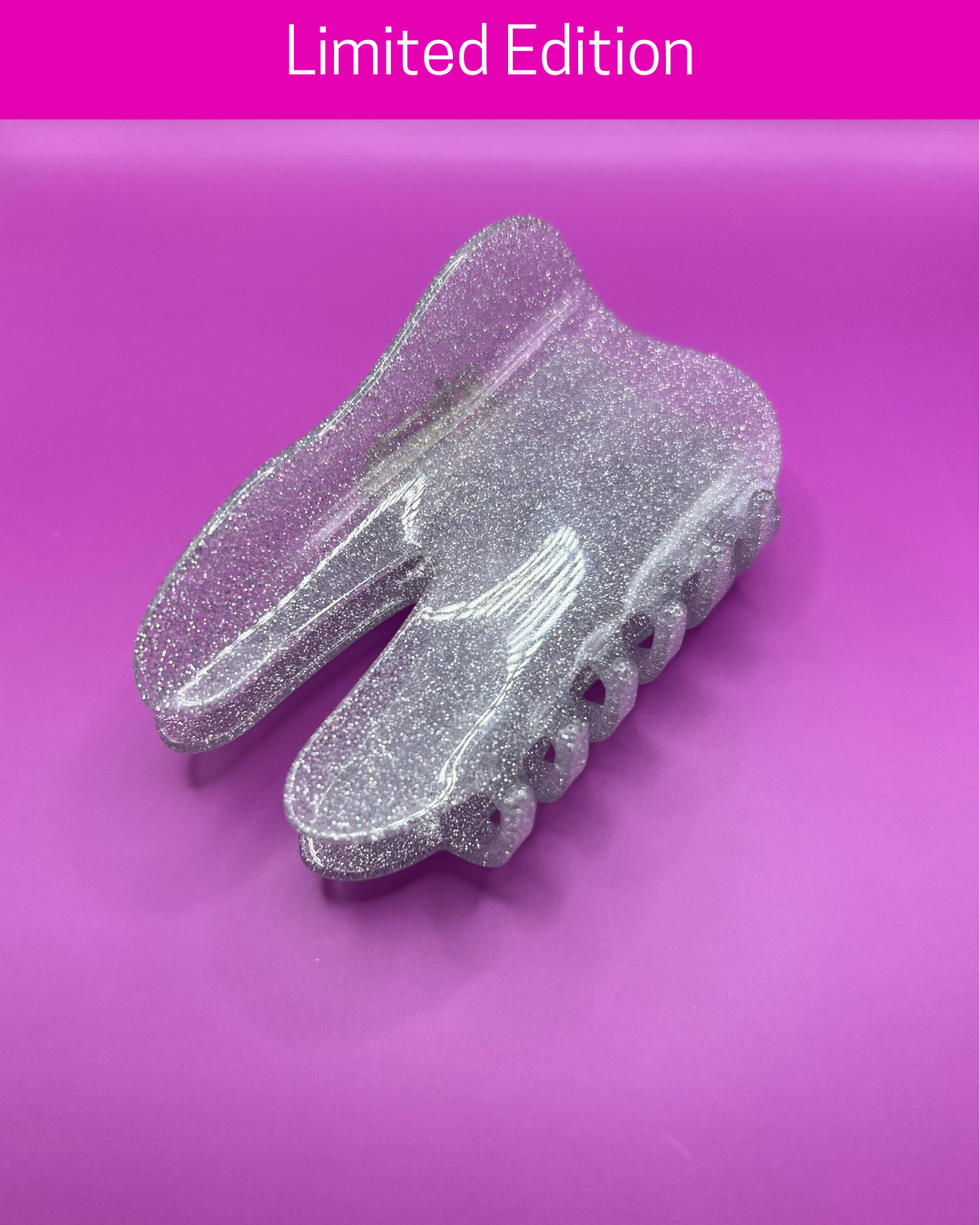 Large Sparkling Silver Tooth Claw Hair Clip