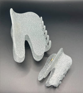 Sparkling Silver Tooth Claw Hair Clip Large