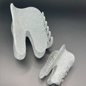 Sparkling Silver Tooth Claw Hair Clip Large