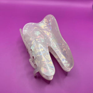 Pearly White Tooth Claw Hair Clip Large